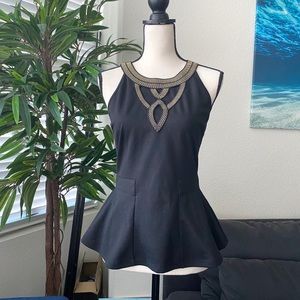 Golden Accent Peplum Back ZIP Up Top XS